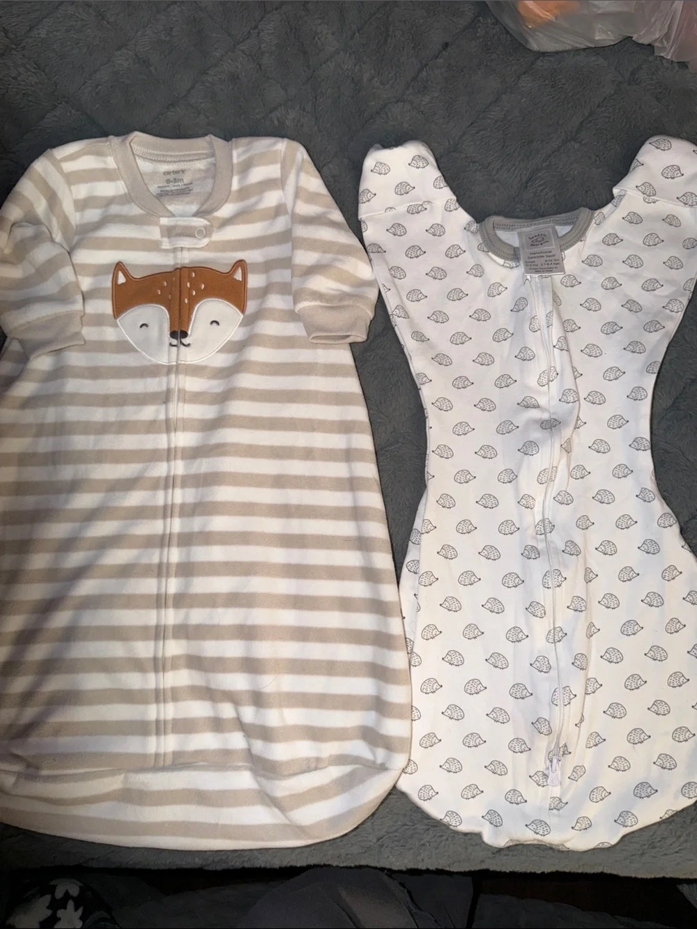 Fleece Beige & White Striped Fox Sleep Sack and Light Cotton Shell-Print Sack